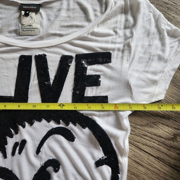 Vintage Miss Sixty Olive Oyl Graphic Tunic Tee Size Small Sequin Graphic - Picture 4 of 7